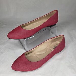 Coach and Four Red Metallic Melitta Flats Shoes Size 8.5  Shimmer Finish